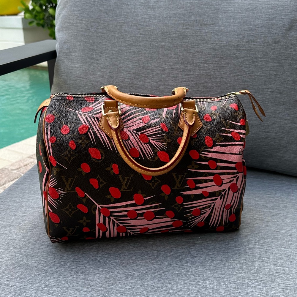 Louis Vuitton Black and Red Satchel